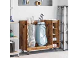 Vidaxl Armário De Golfe Com Roda Liso Madeira Antiga 120 X 45 X 98 Cm