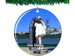 Uss Midway Museum San Diego Amérique Eua Decoração De Coleção Lembrança De Viagem Em Porcelana Dupla Face 7,