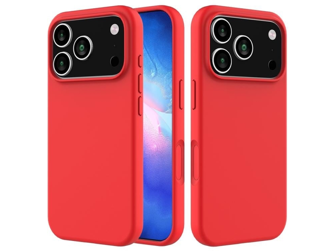 Capa De Silicone Para Iphone 17 Pro Max - Cor Sólida - Vermelha