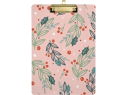 Peso de Papel Transparente Rosa com Estampa Natalina e Furo Padrão para Meninas 31,8 X 22,9 0,3 Cm