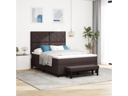 Cama Box Com Colchão E Banco Marron Escuro 140x190 Cm Tecido