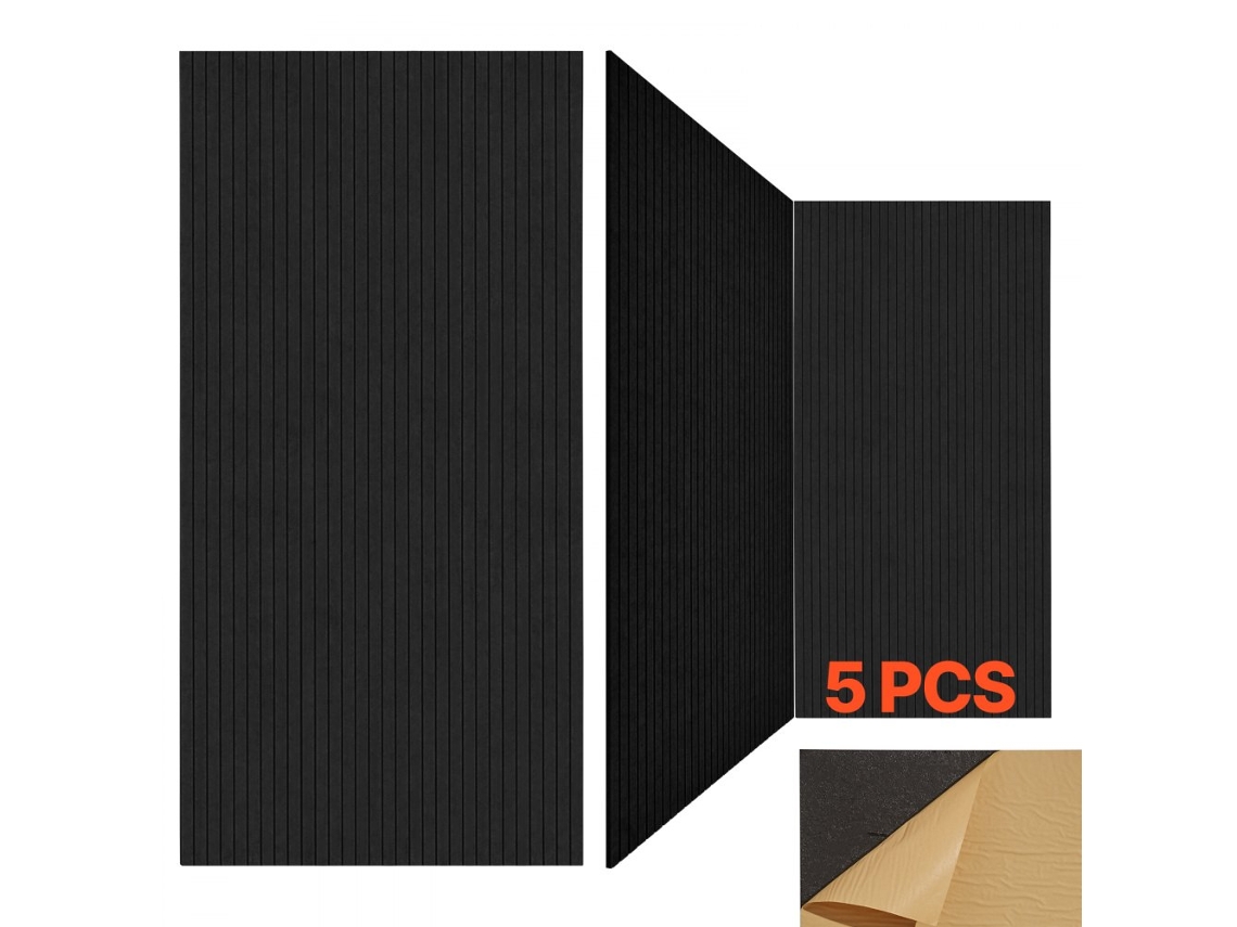 Painéis Acústicos Autocolantes Pretos 5 Peças 1200x600x10mm Para Isolamento Sonoro Tekmaquinas