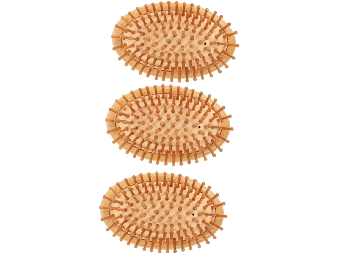 Fomiyes Conjunto De 3-pentes Bambu Massageadores Para Couro Cabeludo, Escova Desembaraçadora Antiestática Para Cabelos