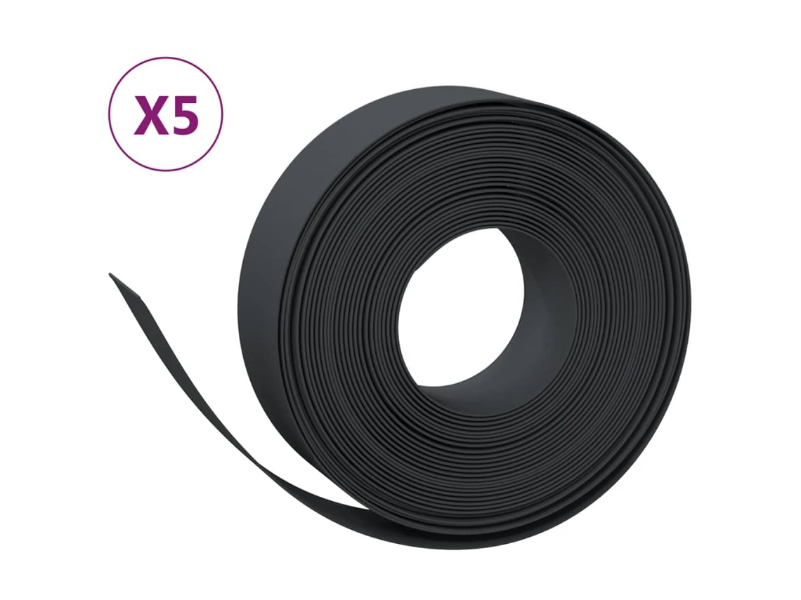 Conjunto 5 Borda De Jardim Vidaxl Preto Polietileno