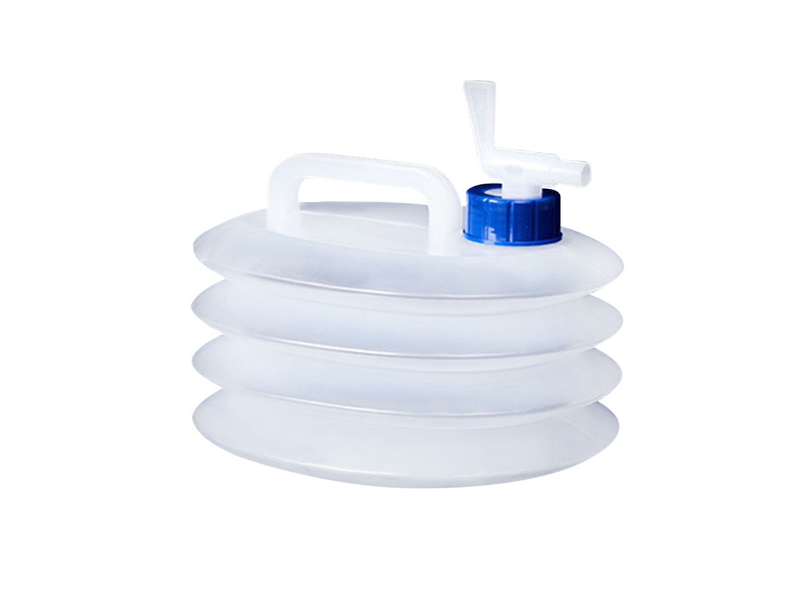 Recipiente de água dobrável com torneira, armazenamento portátil para camping, viagens e emergências, reutilizável e ultraleve.