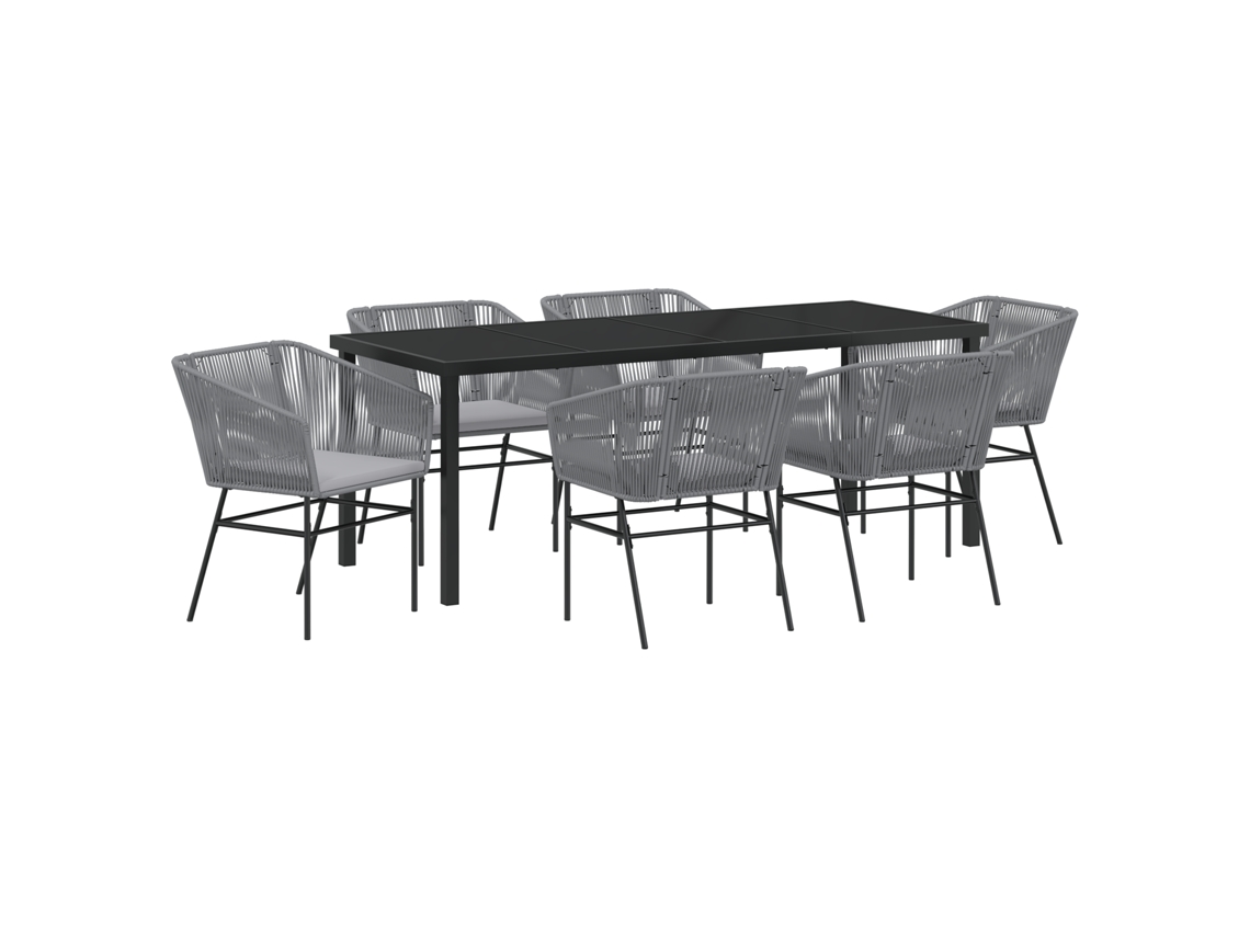 Conjunto 7 Conjunto De Jantar Para Jardim Vidaxl Cinzento Aço Revestido A Pó (200 X 80 X 73 Cm)