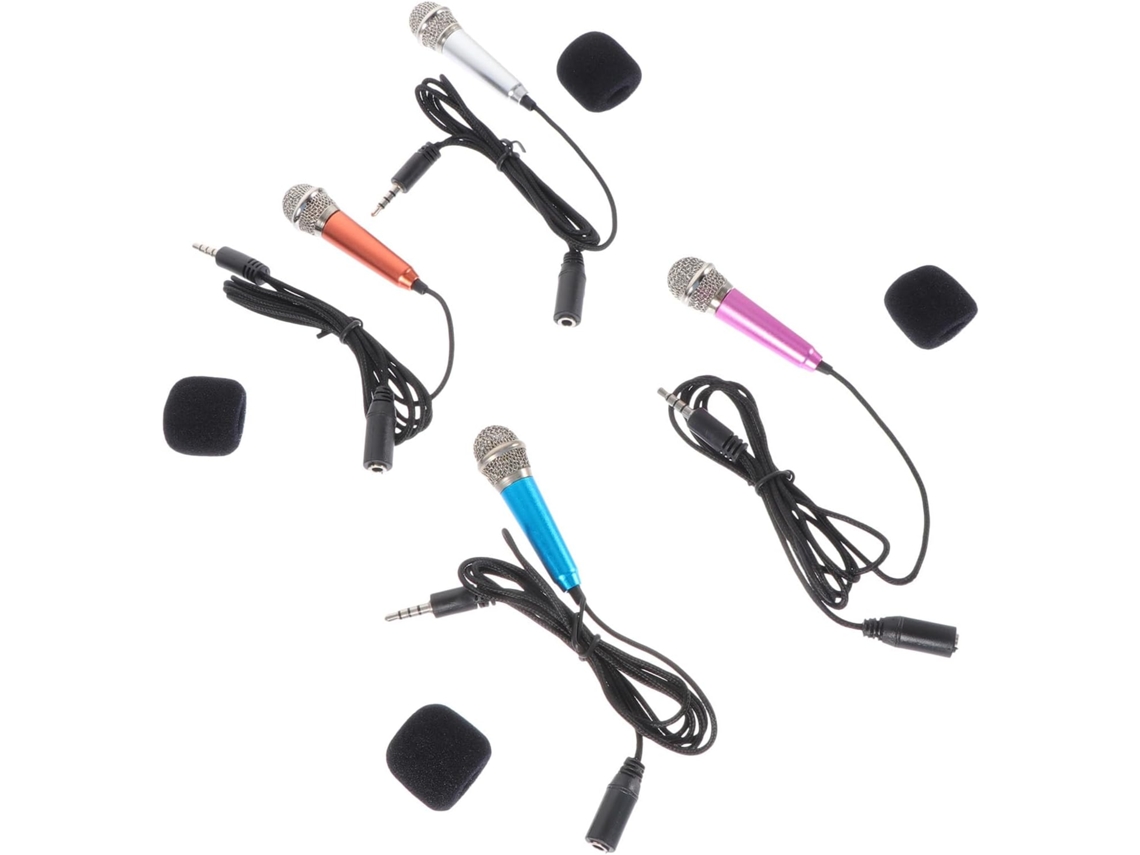 Conjunto De 4 Mini Microfones De Liga De Alumínio Para Canto, Portáteis E Compatíveis.