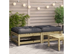 Vidaxl Apoios De Pés P/ Jardim C/ Almofadões 2 Pcs Pinho Impregnado