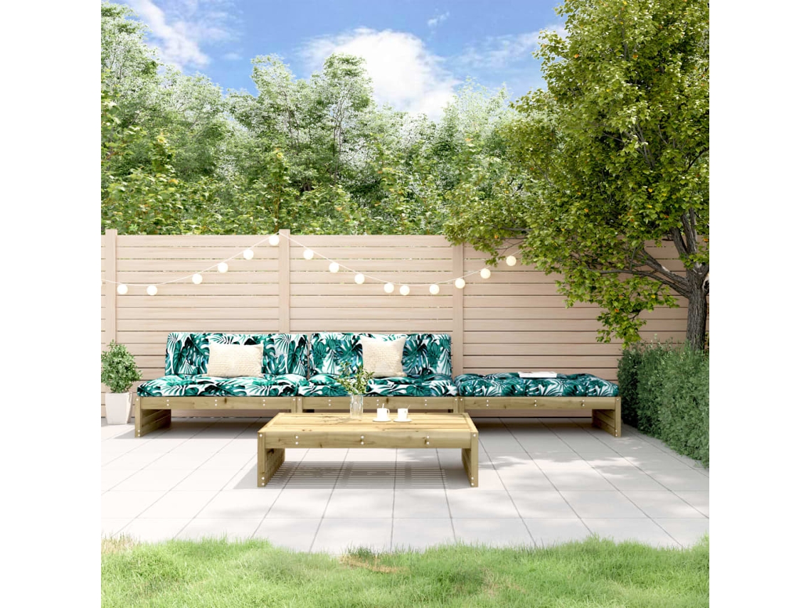 Vidaxl 4 Pcs Conjunto Lounge De Jardim C/ Almofadões Pinho Impregnado