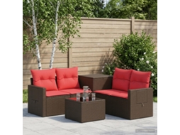 Vidaxl Conjunto De Sofás 6 Unid. Marrom E Vermelho