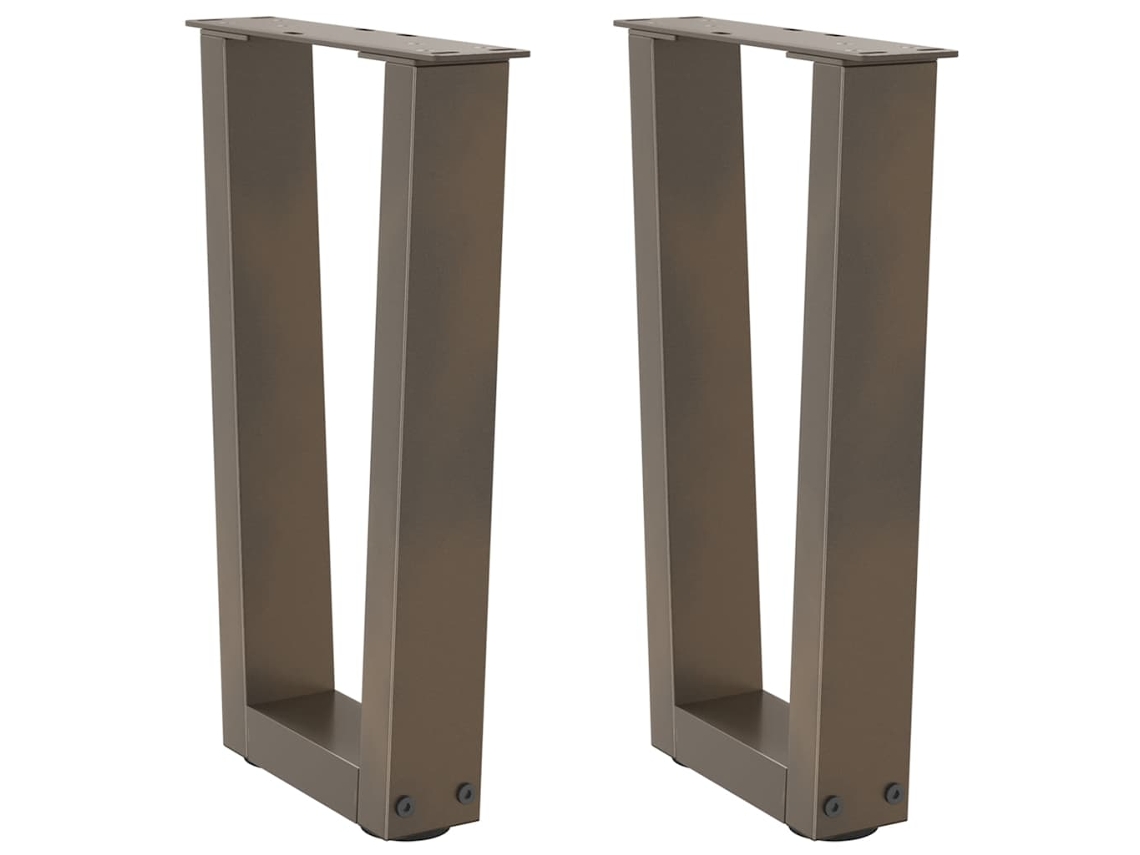 Vidaxl Pés Para Mesa De Centro Em Formato De V, 2 Peças, Aço Natural, 38 X (42-43,3) Cm, Aço