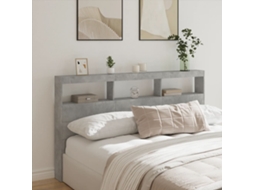 Mesilla de noche con luces LED 180x17x102cm Gris Cemento