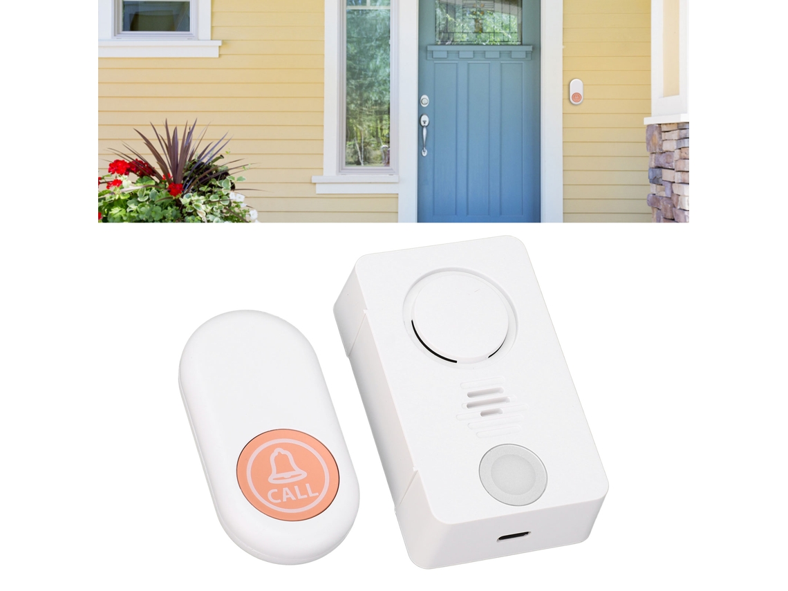 Timbre Sem Fio Para Casa 200m Luz Rgb Resistente À Água 38 Tom Pager Cuidador Botão De Chamada