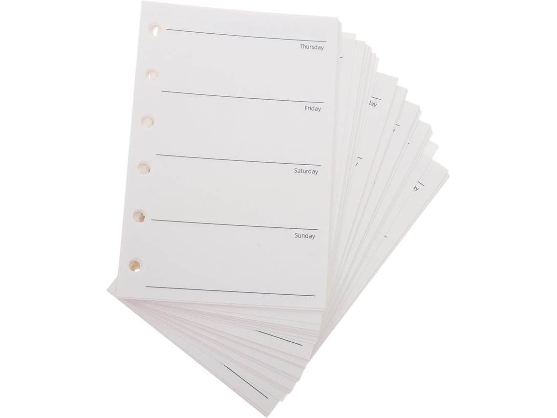 200 Peças Recarga De Agenda Hebdomadaire Em Papel 120gsm, Inserções Para De 6 Trous, Formato A7