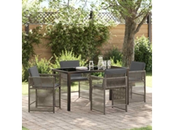 Vidaxl Conjunto De Jantar Para Jardim 5 Unid. Cinzeto Vime Pe