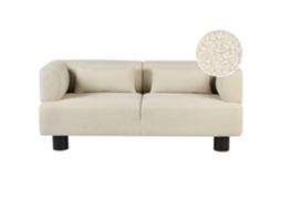 Sofá De 2 Lugares Beliani Movik De Bouclé Branco Creme 183x90x74