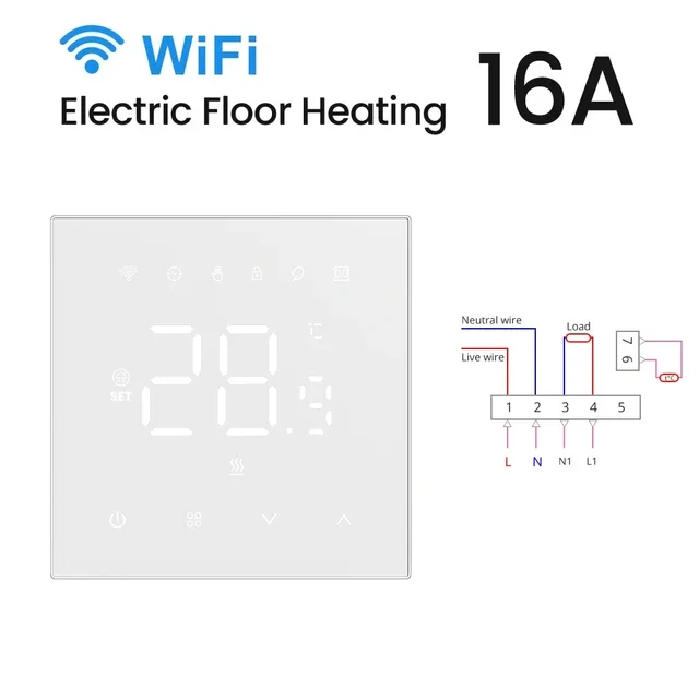 (aquecedor Elétrico, Branco) Termostato Inteligente Wi-fi, Compatível Com Tuya Smart, Google Smart Home E Assistente Inteligente Alexa.