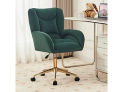 Material De Veludo Kd Completo 005 Cadeira Giratória Ajustável Em Altura Para Escritório Interno Em Casa Com Pernas Douradas, Verde Cs