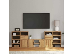 Móveis De Tv De 5 Peças Com Arrumação Madeira De Pinho Maciça Dkd Home Decor