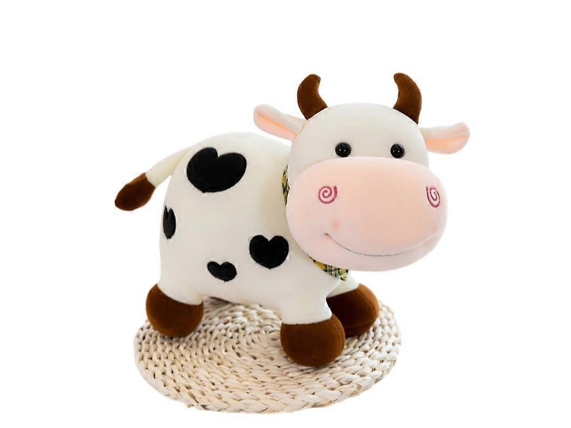 Boneco De Pelúcia Vaca Branca, 28cm, Presente E Decoração