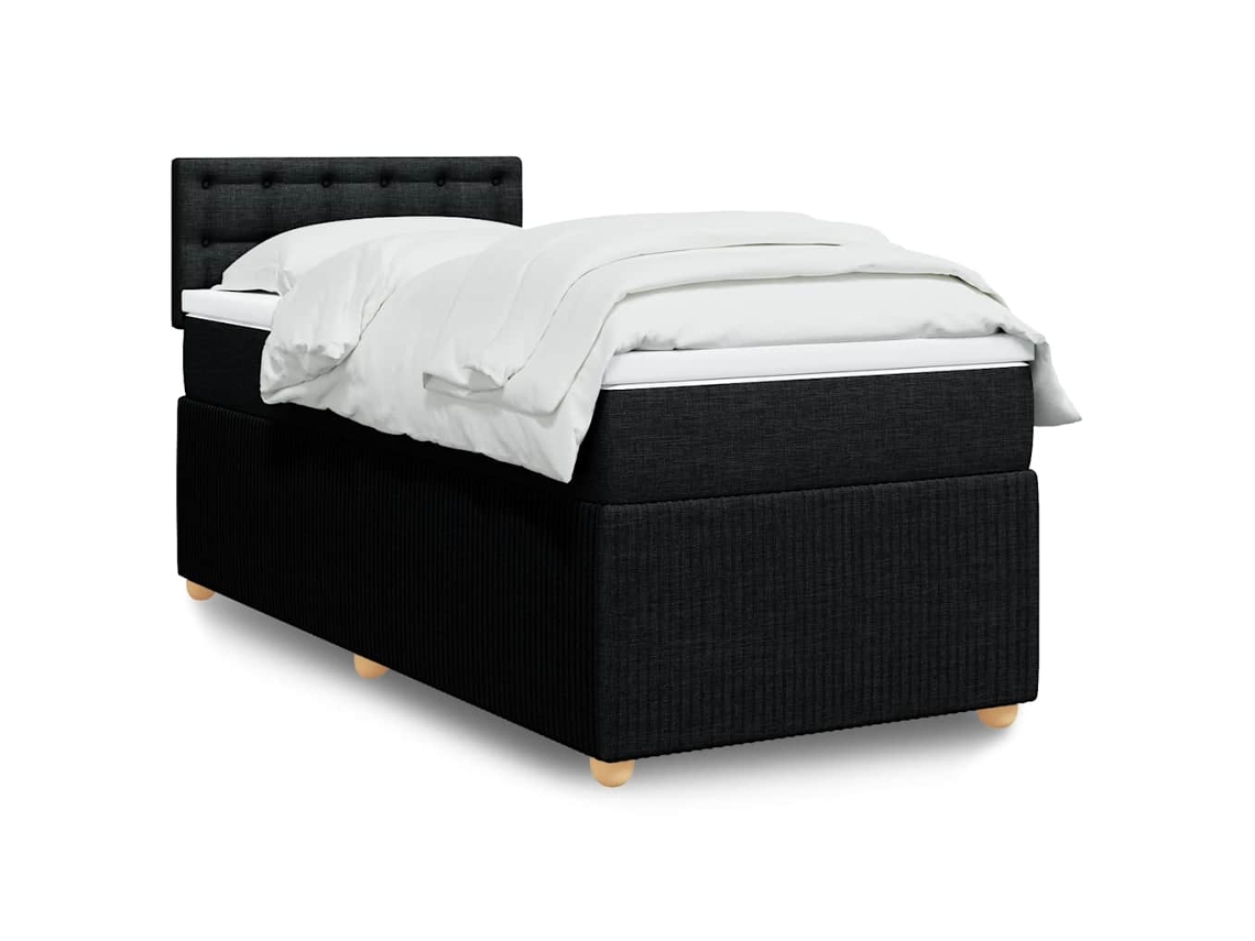 Vidaxl Cama Com Molas/colchão 100x200 Cm Tecido Preto
