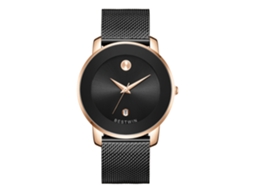 Relógio de Quartzo Masculino MDUG (rosa e Preto Pulseira de Malha)