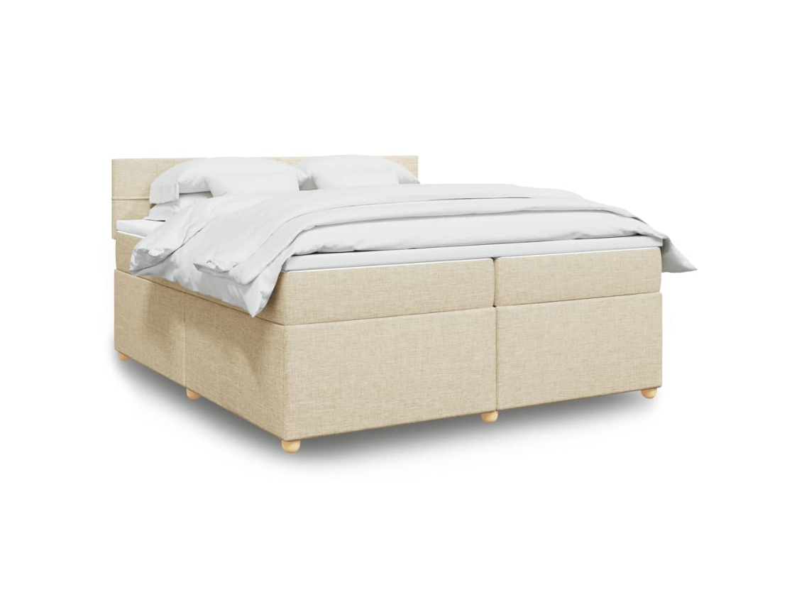 Vidaxl Cama Com Molas/colchão 200x200 Cm Tecido Cor Creme