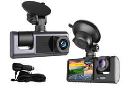 Dvr Para Carro 3 Canais T30 Câmeras Dianteira, Traseira E Interna 1080p, Wdr, Visão Noturna Gravação De Áudio, G Sensor, Loop Zruxe