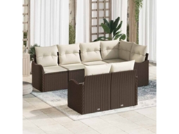 Vidaxl Conjunto de Sofá de Jardim 7 Pcs Castanho Rattan Sintético