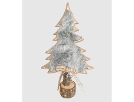 Decoração De Árvore De Natal Com Base De Madeira E Pelo Cinza Ekilikua Home