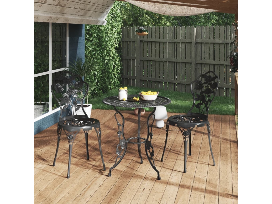 Cadeiras De Bistrô 2 Pcs Alumínio Fundido Preto Dkd Home Decor