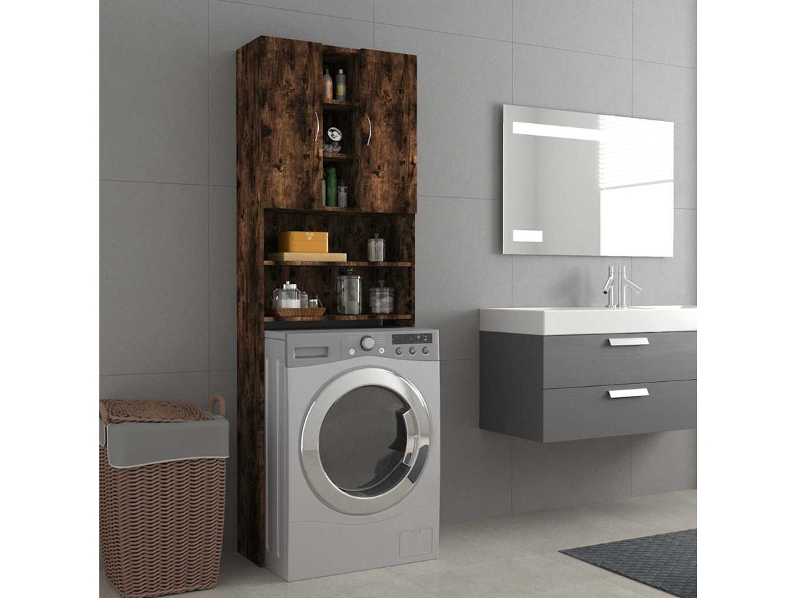 Vidaxl Armário Máquina Lavar Roupa 64x25,5x190 Cm Carvalho Fumado