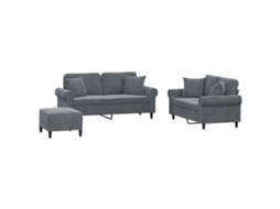 Sofa Set, Sofa Sets Vidaxl Cinzeto Veludo (n/a)