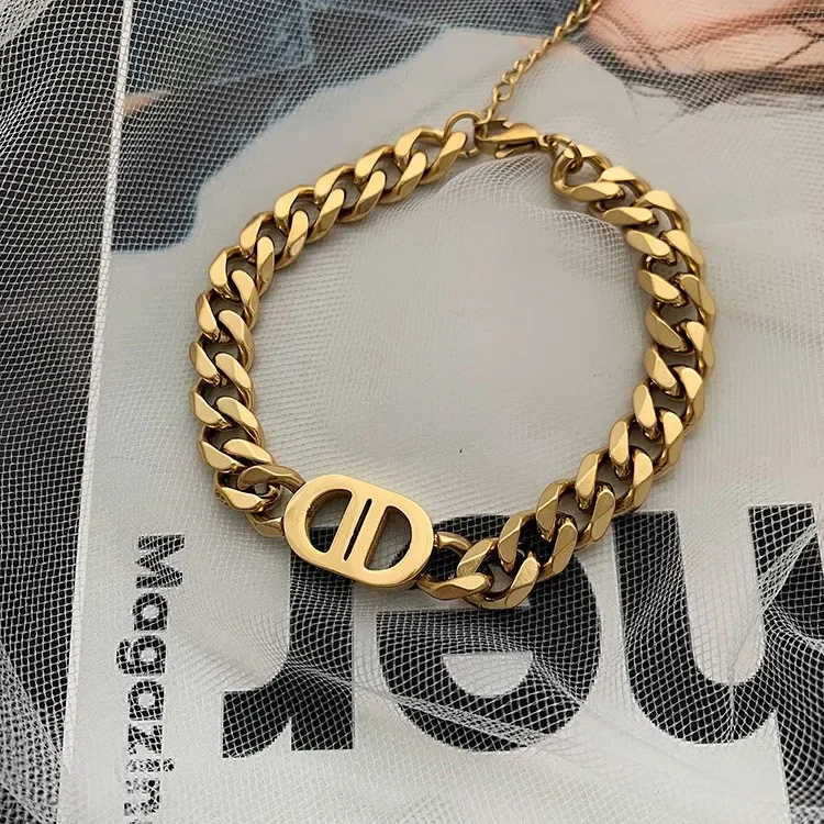 (pulseira Dourada) Colar/pulseira Em Aço Titânio Com Letras Douradas Em Negrito