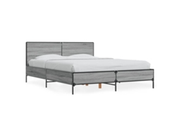 Bed Frame, Bed Frames Vidaxl Cinzeto Madeira Processada (135 X 190 Cm)