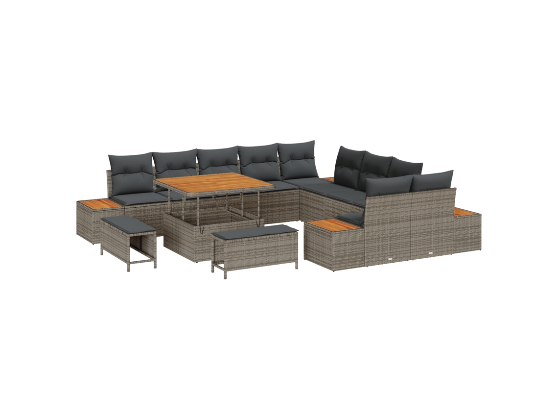 Conjunto 13 Sofá De Jardim Vidaxl Cinzento Vime Pe (100 X 100 X 71 Cm)