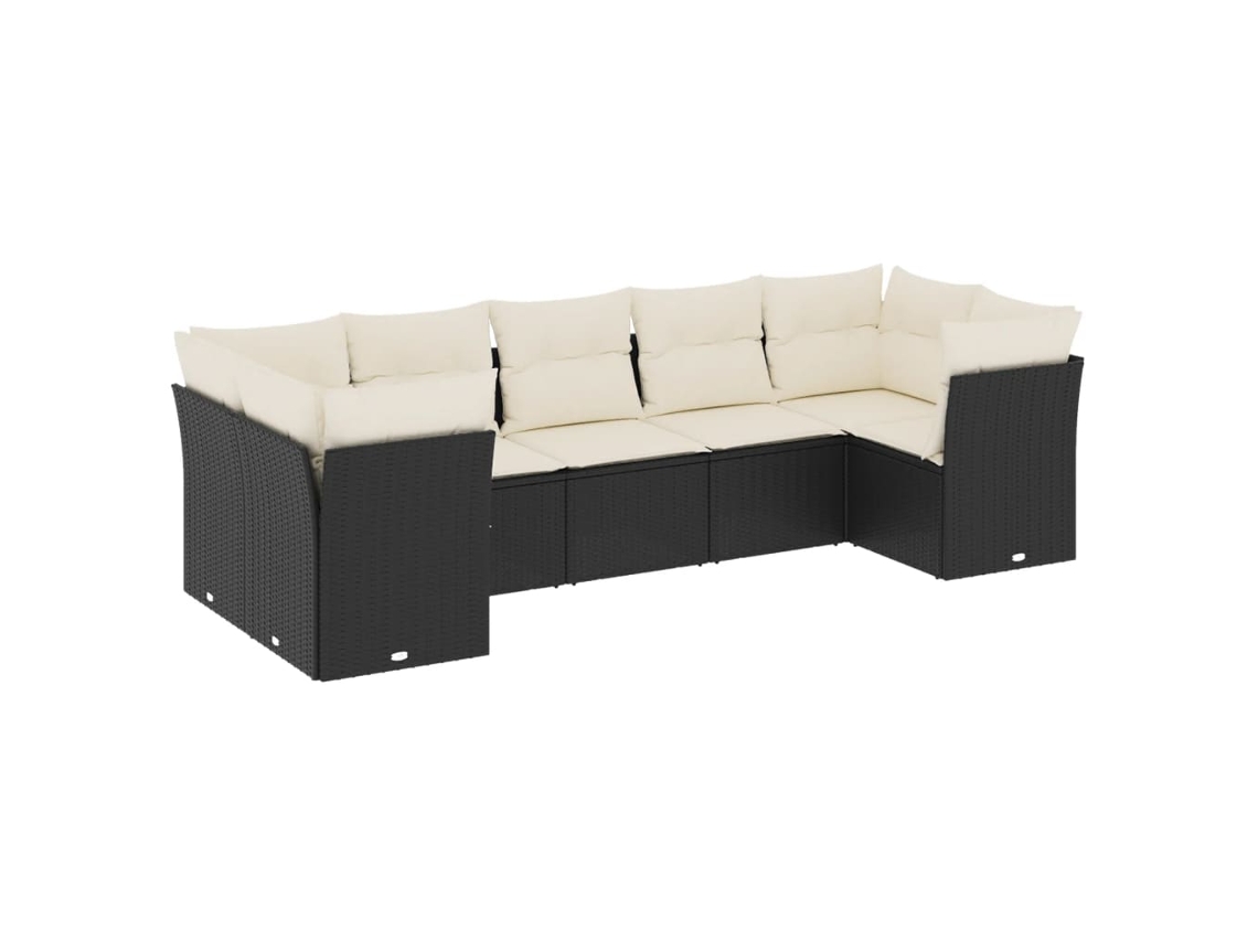 Conjunto 7 Conjunto De Sofás De Jardim Vidaxl Preto Vime Pe (62 X 62 X 69 Cm)