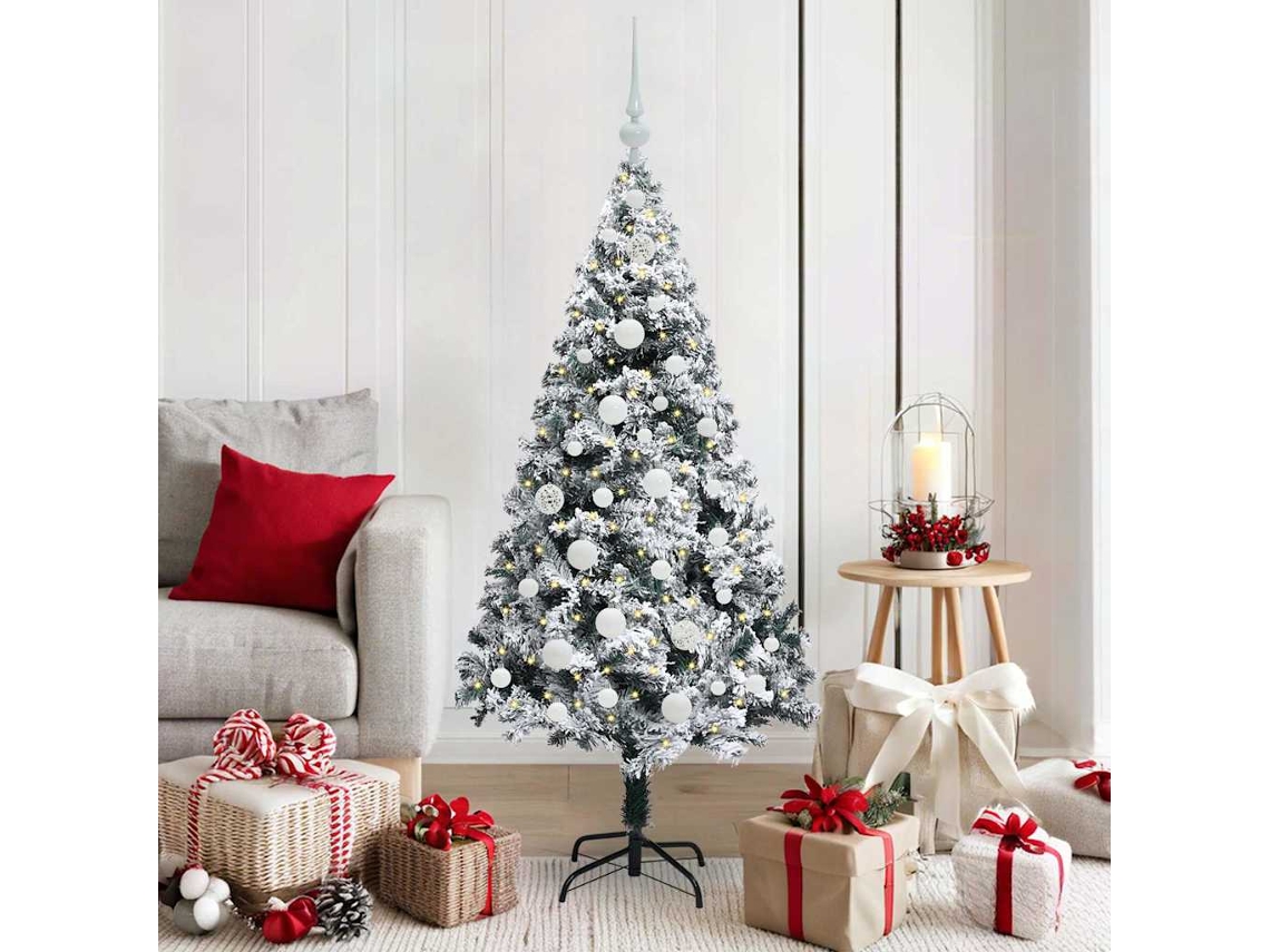 Vidaxl Árvore De Natal Artificial Branco 150 Cm Pvc, Aço E Plástico
