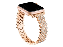 Bracelete para Apple Watch 42/41/40/38mm Liga de Zinco com Diamante Rômbico Ouro Rosa XIAOMOYU