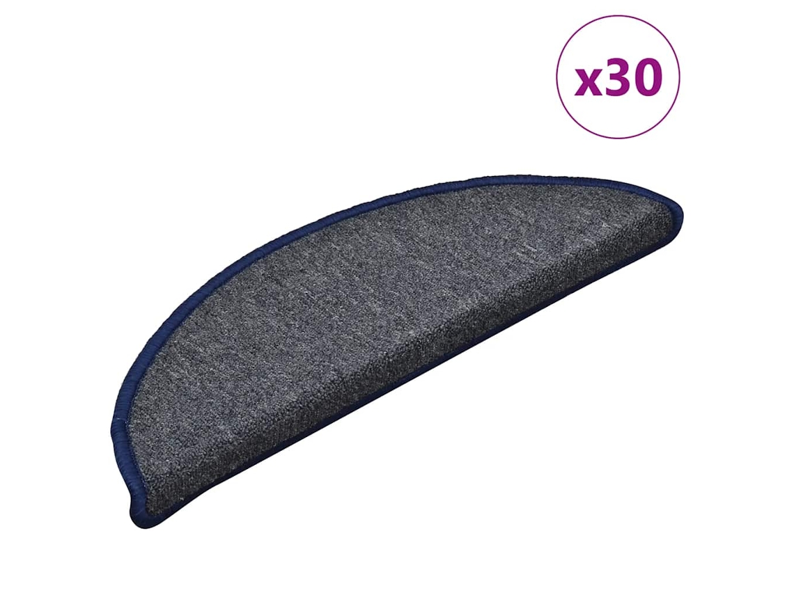 Vidaxl Tapetes De Escada 30 Peças 56x17x3 Cm Cinza Escuro E Azul Semicircular