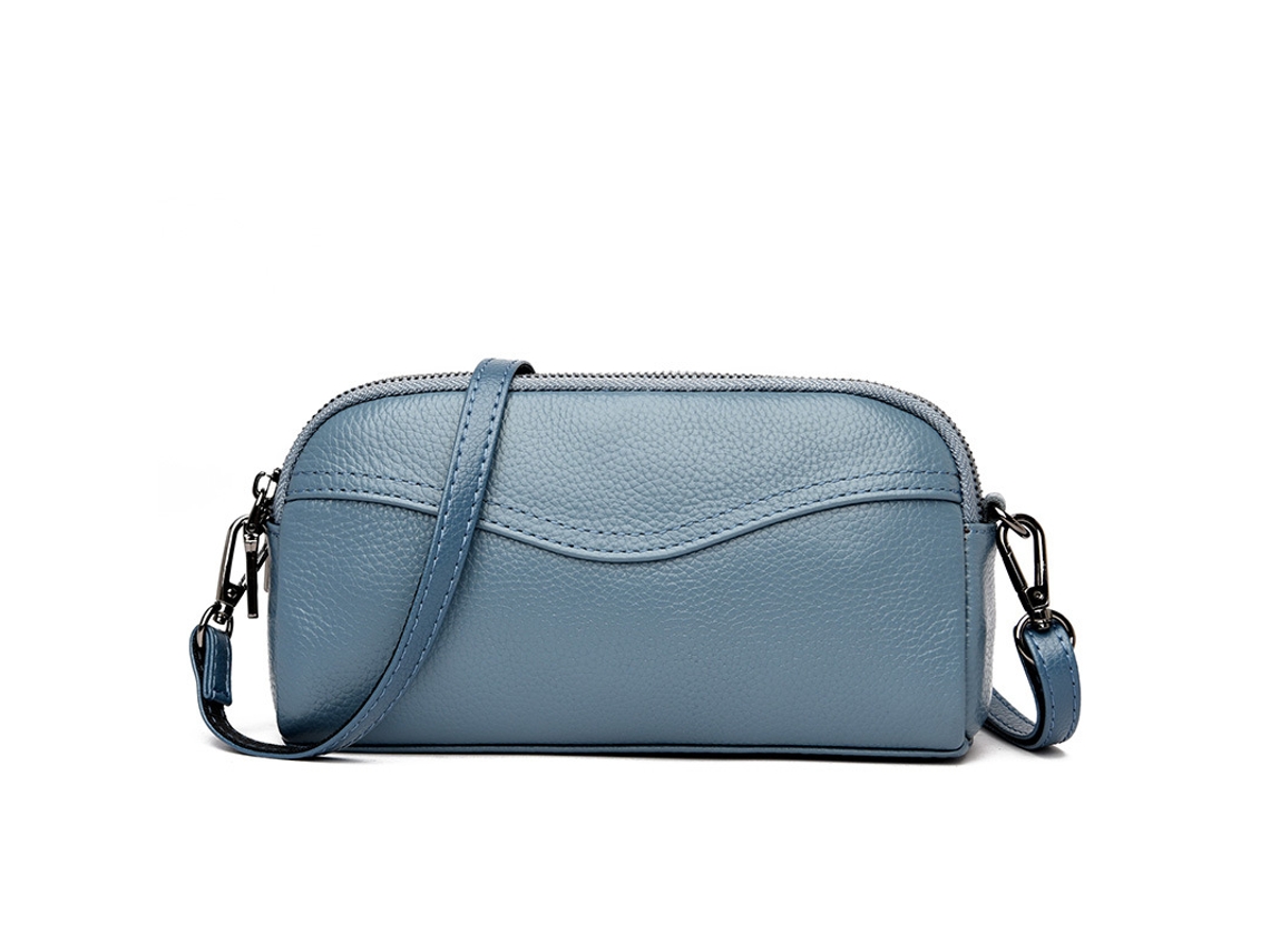 Bolsa Transversal Pequena Com Zíper, Bolsa Clutch Dupla Feminina, Carteira De Pulso Sólida SUNNY SPACES (azul)
