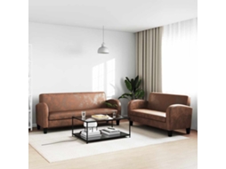 Vidaxl Conjunto De Sofás 2 Pcs Camurça Artificial Castanho