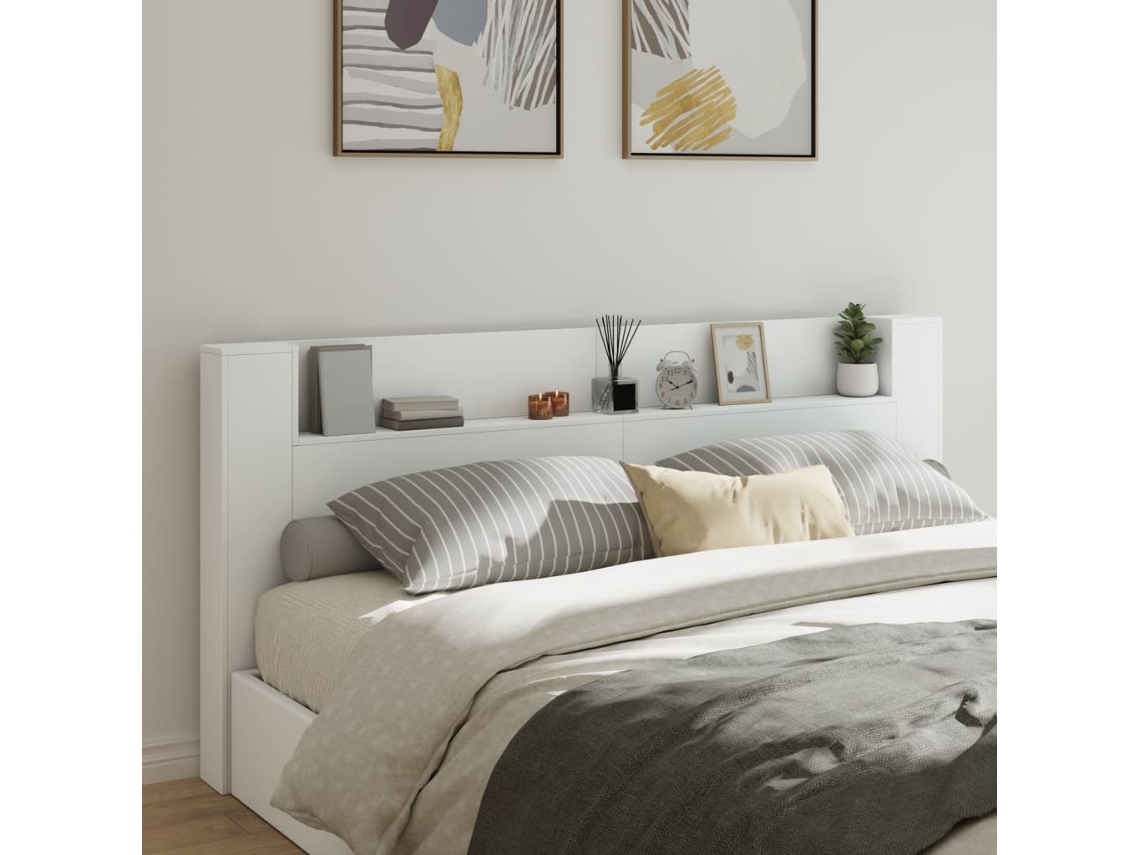 Mesilla de noche con luces LED 220x16,5x103,5 cm Blanco