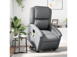 Vidaxl Poltrona Reclinável Elevatória Elétrica Couro Artificial Cinza