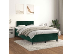 Vidaxl Cama Boxspring Com Colchão 120x200 Cm Veludo Verde-escuro