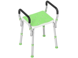 Banco de Duche para Idosos e Pessoas com Deficiência com Apoios de Braços, Altura Ajustável, Pés Antiderrapantes, Verde.