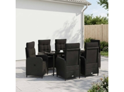 Vidaxl Conjunto De Mesa De Sofá 7 Unid. Preto