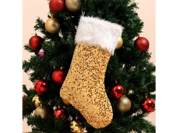 Meias de Natal Grandes com Lantejoulas e Flanela para Presentes e Decoração do Natal | S/MARCA