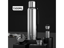 Garrafa Térmica de Aço Inoxidável de Grande Capacidade (1500 Ml), Design À Prova de Vazamentos MDUG (prateada)