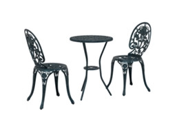 Conjunto 3 Conjunto De Bistro Ao Ar Livre Vidaxl Verde Alumínio (53 X 53 X 70,5 Cm)